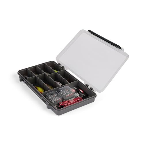 Plano StowAway 3600 50/50 Split Stow Tackle Box, 4-Pack, Corrosion-Preventive Rustricor, Single Latch Design, Transparent DuraView Lid, Stackable Storage for Fishing Bait, Lures and Gear - size: 3700 50/50 Split 4-Pack, style: New Model