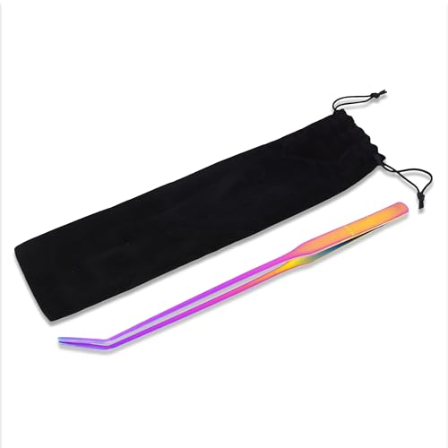 Mandala Crafts Rainbow Curved Aquarium Tweezers for Fish Tanks | 15 Inch Forceps, Rust Resistant Stainless Steel, Trimming Aquatic Plants, Bowls, Terrariums, Freshwater & Saltwater Aquascape - color: Rainbow Curved Tweezers, size: 15 Inches