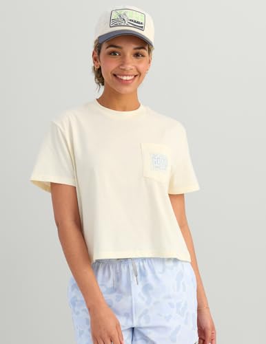 HUK Womens Short Sleeve Performance Tee, Fishing T-Shirt for Women - color: Tight Lines - Egret, size: Medium