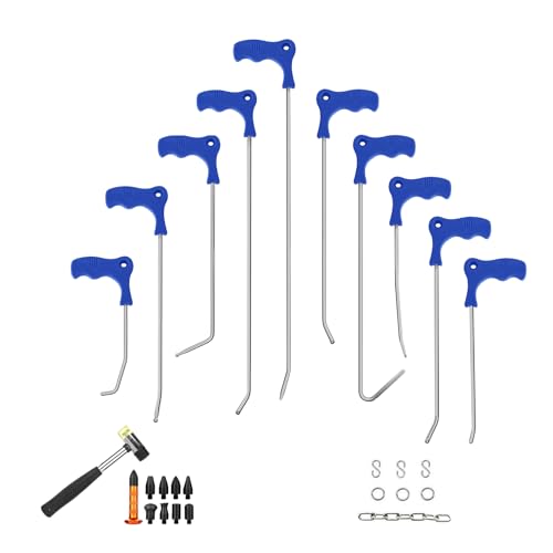 LadyRosian Paintless Dent Repair Rods 27PCS Kit Stainless Steel Repair Tool for Car Auto Body Dents Hail Damage Removal Set - color: B kit