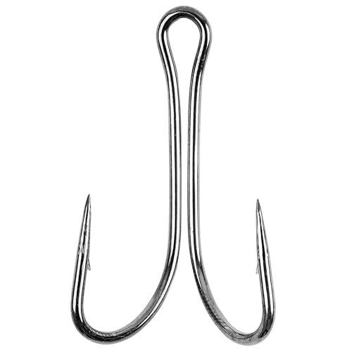 Classic Double Fishing Hooks for Saltwater Freshwater,High Carbon Steel Fishing Bait Frog Hooks with Open Shank Small Barbed Fly Tying Hooks Fishing Tackle Multiple Size - size: 1/0 - 100pcs