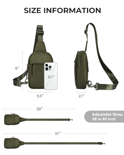 CHOLISS Small Sling Bag for Women and Men, Crossbody Bags Trendy Fanny Packs Chest Bag with Extended Strap - color: D03 Green - Upgrade