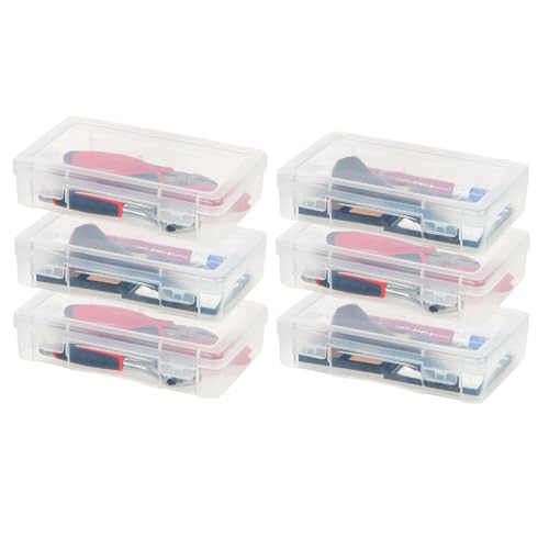 IRIS USA Clear Storage Cases, 6-Pack, |Made in USA|, Plastic Bead Organizing Containers with Snap Lid for Arts, Crafts, Ephemera, Stickers, & Dance Cheer, Clear - Medium - size: 6 - Pack, style: Medium