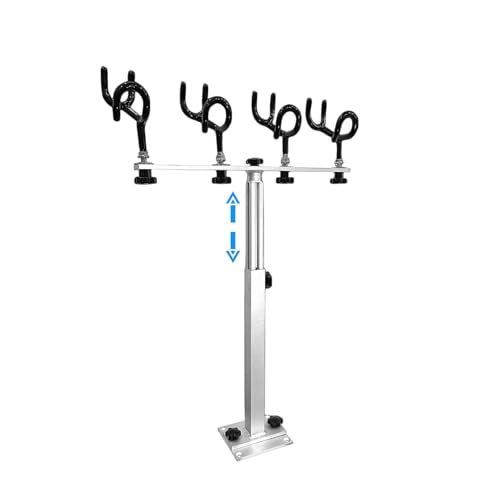Fishing Rod Holder for Boat,Marine Fishing Pole Rack with The Function of Holding Four Fishing rods and 360 Degree Rotation & Adjustable Height,Includes mounting Plate. - color: Silver