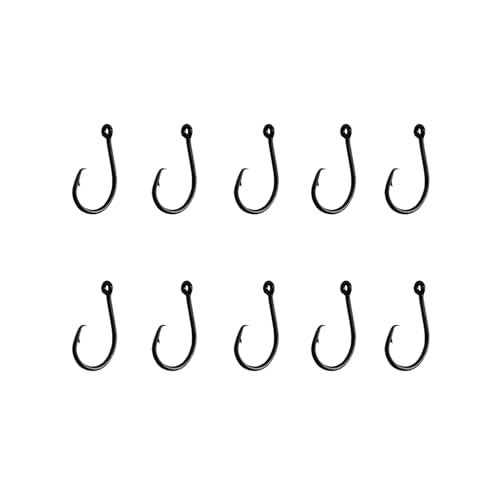 10PCS High-Carbon Steel Circle Hooks Barbed Fishing Hooks with Holes, Freshwater and Saltwater Fishing Hooks for Tuna, Catfish, Bass - size: #4