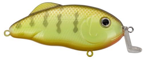Strike King Hybrid Hunter Jr Crankbait Fishing Lure, 1/2 oz, Reflective 3D Eyes - color: Chartreuse Perch, size: 1/2 oz (Pack of 1)