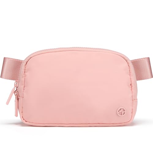Pander Two Way Zipper Fanny Pack Nylon Everywhere Belt Bag for Women, Water Repellent Waist Packs, Crossbody Bags with Adjustable Strap (Mono Pink). - color: Mono Pink