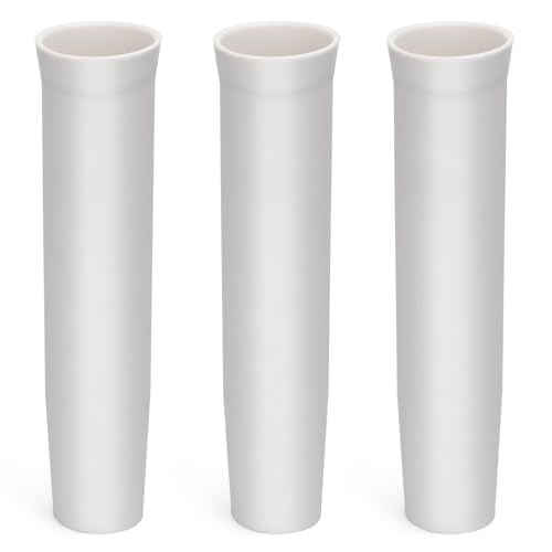 3pcs 1-5/8 inch Flared White Vinyl Inserts for Fishing Rod Holder, 9 Inches Length for Boats, Marines, Ships,