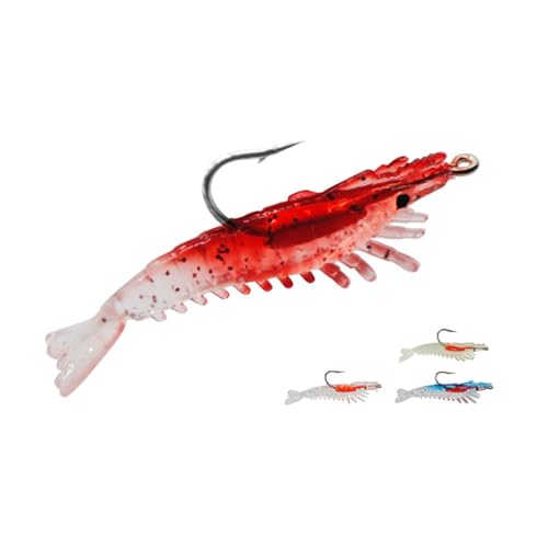 Pre-Rigged Shrimp Crawfish Soft Plastic Fishing Lures, Premium Durable Swimbaits for Freshwater Saltwater, Fishing Jigs for Bass- Amazing Fishing Gifts- Store Separately, Prevent Melting