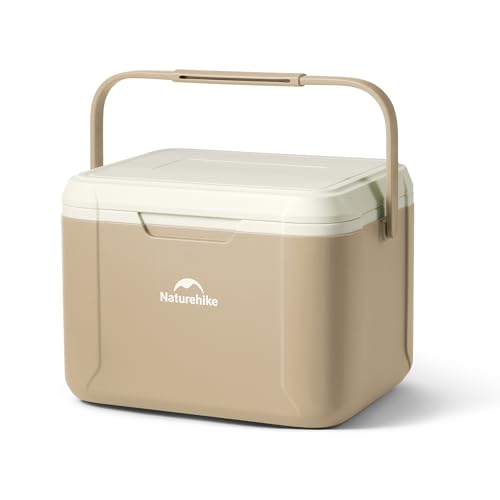 Naturehike 5.3/15/19 QT Hard Cooler, Insulated Ice Chest Box, Portable Ice Retention Cooler for Beach Camping Picnic Fishing Barbecue - color: Brown, size: 19QT