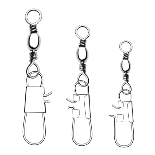 100 PCS Fishing Swivels Snap,Stainless Steel Swivel Fishing Line Connector,Interlock Fishing Hooks Clip,Barrel Snap Swivels for Freshwater and Saltwater Fishing - size: #5-40 lb-100PCS