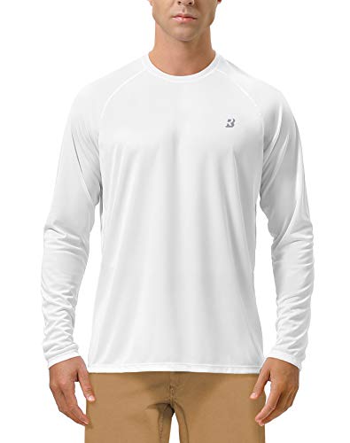 Roadbox Mens UPF 50+ UV Sun Protection Shirts Outdoor Long Sleeve SPF Rash Guard for Fishing Hiking Swimming Running - color: 1 Pack - White, size: Small