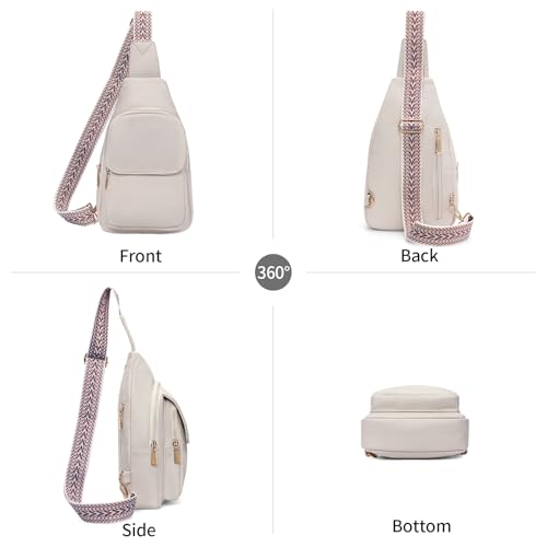 SENDEFN Small Sling Bag Crossbody Bags for Women Vegan Leather Cell Phone Cross Body Purse Fanny Packs Chest Bag for Women - color: C-white