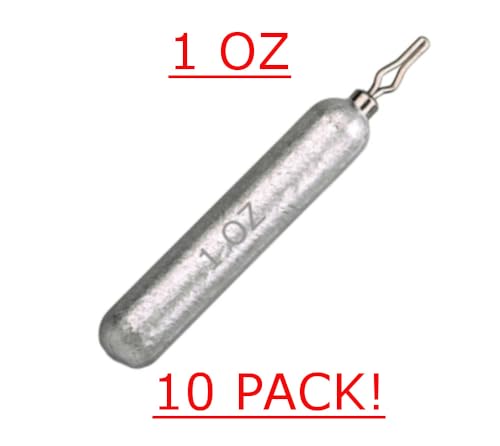 Reaction Tackle Drop Shot Weights for Bass Fishing - Skinny Pencil Sinkers for Drop Shot Rig - Freshwater and Saltwater Finesse Fishing - color: Silver, size: 1 Oz (10-Pack)