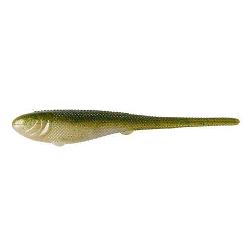 YUM Sniper Shad Soft Plastic – Realistic Minnow Bass Fishing Lure, Jig Head & Underspin Trailer, 3” 4” 5” Sizes, Multiple Colors - color: Tenkiller Gold, size: 4"