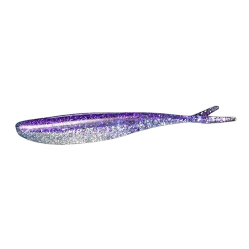 Lunker City Fishing 4.5" Freaky Fish Split Tail Soft Plastic Minnow Bass Lure Stick Bait Shad Jerkbait, 8 Per Bag, Made in The USA - color: 231 Purple Ice
