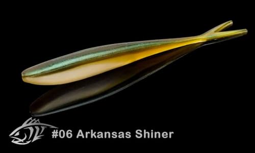 Lunker City Fishing 4.5" Freaky Fish Split Tail Soft Plastic Minnow Bass Lure Stick Bait Shad Jerkbait, 8 Per Bag, Made in The USA - color: 06 Arkanasas Shiner