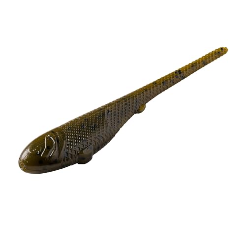 YUM Sniper Shad Soft Plastic – Realistic Minnow Bass Fishing Lure, Jig Head & Underspin Trailer, 3” 4” 5” Sizes, Multiple Colors - color: Green Pumpkin, size: 3"