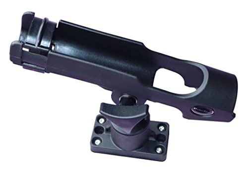 New Upgrade 360 Degrees MiniPort Fishing Rod Holder with Mini Rod Holder,Rod Holder with Track Mounting Base Kit with Installation Accessories and Tools - style: Rectangle Base and Fishing Rod Socket