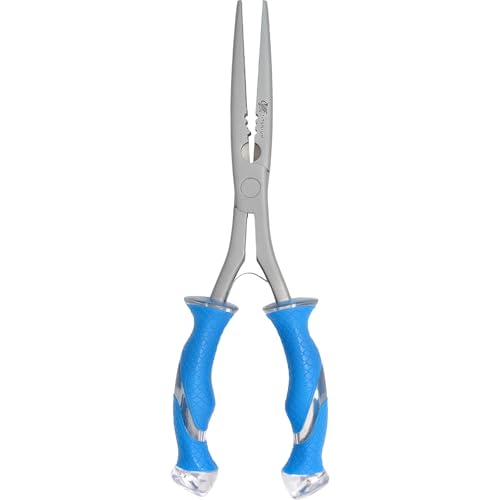 CUDA 10.25" Titanium Bonded Stainless Steel Freshwater Long Needle Nose Pliers #18113 Durable Fishing Hooks Remover, Ring Splitter with Crimper & Mono & Fluorocarbon Cutter