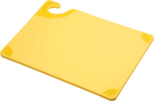 San Jamar Saf-T-Grip Plastic Cutting Board with Safety Hook, 9" x 12" x 0.375", Yellow - color: Yellow