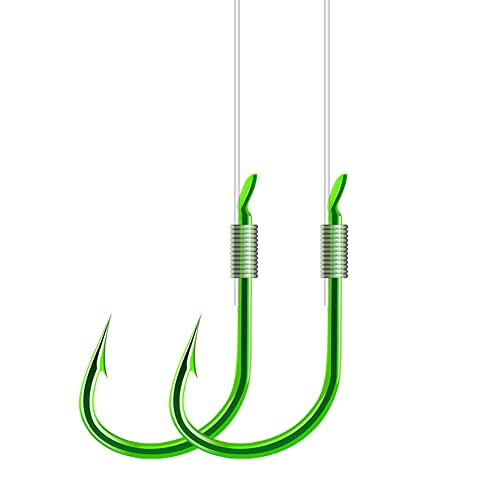 Dyxssm Small Fishing Hooks with Line Tiny Fishing Hook on Nylon Fishing Line (Pack of 20) - color: Type-B: Green, size: 14#