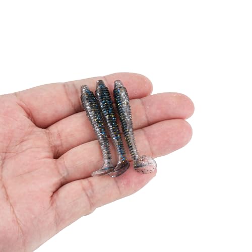 Paddle Tail Swimbaits 100/80/50PCS, 5/4/3/2 inch Soft Fishing Lures Bulk Pack – Durable Lifelike Action Lures for Bass, Trout, Crappie – Freshwater & Saltwater Fishing Gifts - color: Silver Blue, size: 2in, 100pcs