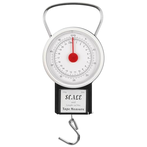 Mechanical Hanging Scale Multi-Purpose Portable Spring Dial Weight Scale with Tape Measure for Fishing Kitchen Farms