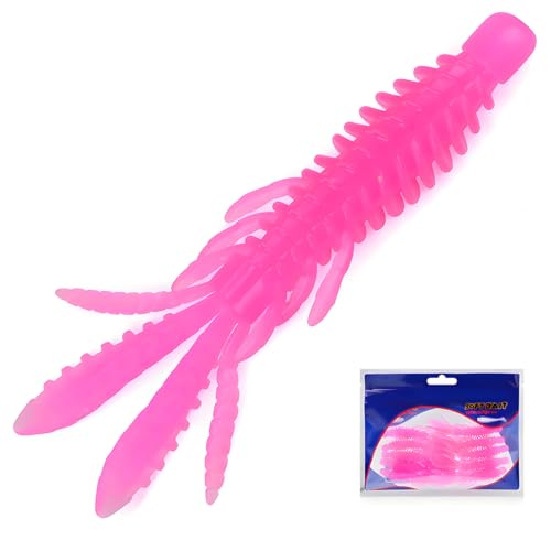 10 Pcs Soft Swimbait Lures, 6.4cm/2.5in Shrimp Shape Soft Plastic Fishing Lures Kit, Bass Fishing Lure Swim Baits with 5 Color, for Fishing Trout, Crappie, Bass, Redfish, Freshwater, Saltwater - color: Rose Red, size: 3.15 inch