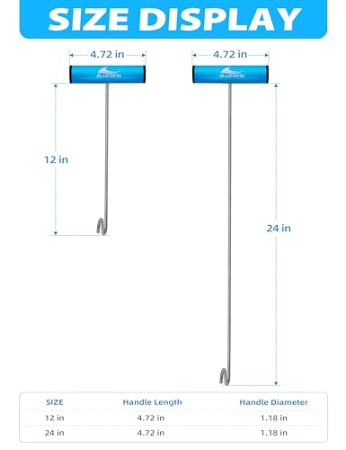 BLUEWING Fishing Hook Remover 12in/24in Stainless Steel Fish Dehooker Saltwater Push and Pull Dehooking Tool, Twist Resistance Design 1pc - color: Blue, size: 12", style: Dual Curve Design