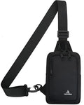 Peicees Small Crossbody Sling Bag Chest Bag Dual Pocket Water Resistant Fanny Pack Running Phone Holder for Men Women Workout Travelling, Black - color: Black