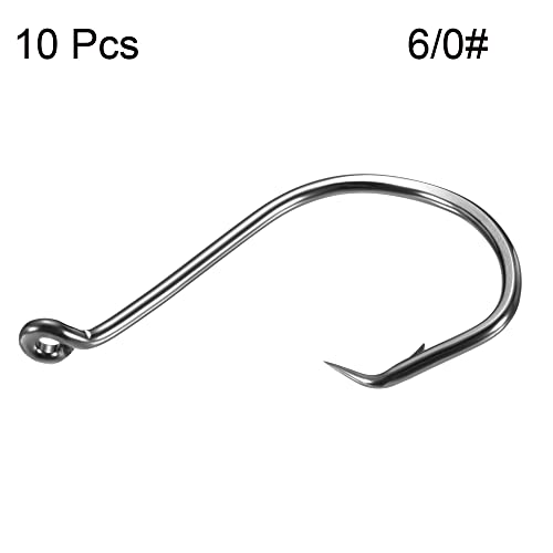 PATIKIL Fishing Circle Hooks, Carbon Steel Offset Hook with Barbs for Freshwater Saltwater - size: 45mm/1.77"