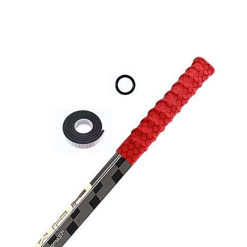 UICE Hockey Sticks Grip,Replacement for Ice Hockey Sticks Tape, Fits Adult and Kids,Easy Install, Durable, Ideal Team Swag, Clean Non-tack,Fish Scale Pattern - color: red