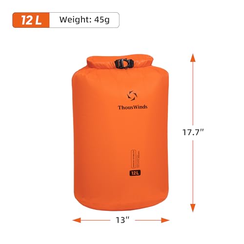 Thous Winds 12L Ultralight Dry Bag, Compact Roll Top Waterproof Pouch for Hiking, Swimming, and Kayaking - color: COCO White, size: 12L