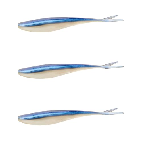 Lunker City Fishing 4.5" Freaky Fish Split Tail Soft Plastic Minnow Bass Lure Stick Bait Shad Jerkbait, 8 Per Bag, Made in The USA - color: 01 Alewife