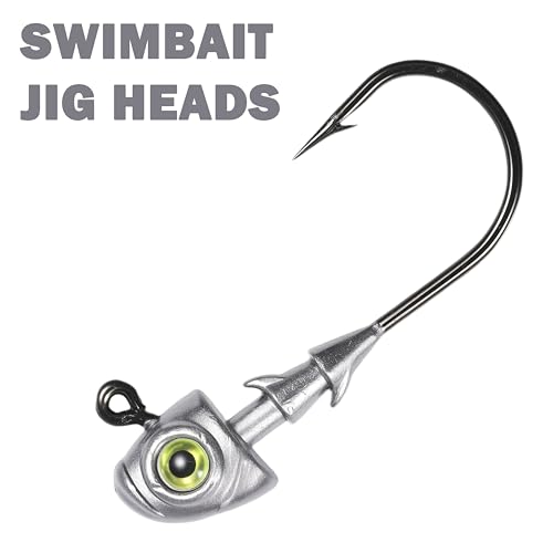 Swimbait Jig Heads Fishing Jigs Swim Bait Jighead with Two Bait Keepers and 3D Eyes 1/8 3/16 1/4 3/8 1/2oz Jigheads Freshwater Saltwater Fishing - size: 3/16oz