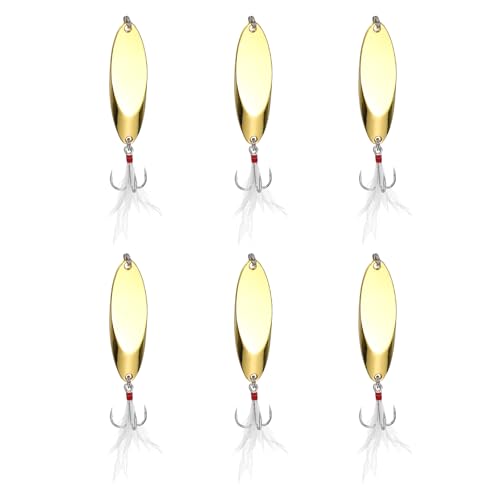 Fishing Spoons Lures Metal Saltwater Treble Trout Lures Jigging Spoon with Treble Hooks Spinner Baits for Freshwater - color: Gold, size: 25g / 7/8oz