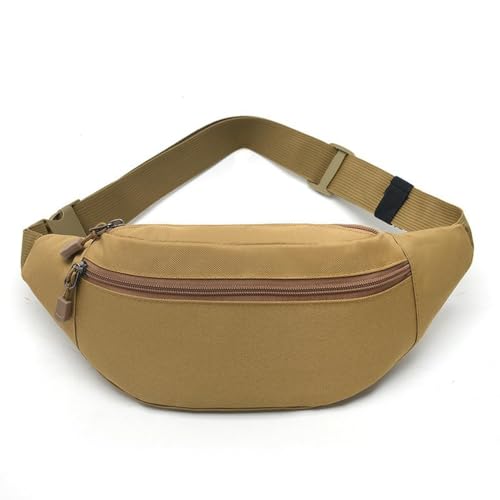 Ultralight Waterproof Fanny Pack for Men Women, Oxford Cloth Sport Waist Bag with 3 Pockets, Durable Adjustable Sling for Running Hiking Travel, 10" x 3" x 5.2" (Khaki) - color: Brown