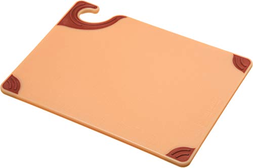 San Jamar Saf-T-Grip Plastic Cutting Board with Safety Hook, 9" x 12" x 0.375", Brown - color: Brown