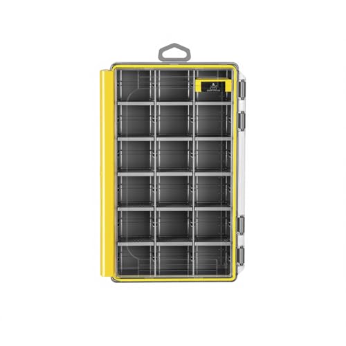 Waterproof Anti-Corrosion Tackle Box One Hand Latch 3600 and 3700 Organizer with Removable Dividers Lure Box and Terminal Tackle Trays Fishing Storage Yellow (3600) - size: 3600