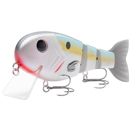 BASSROCK Topwater Fishing Lures for Bass Pike Salmon Floating Swimbait Jointed Crankbait Freshwater Saltwater 4.9in/1.76oz RK1001 - color: Threadfin, size: 4.9in/1.76oz
