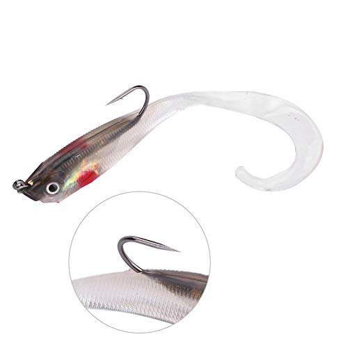 Soft Fishing Lures, 5Pcs Artificial Soft Baits Jig Head Soft Swimbaits with Hook for Saltwater/Freshwater Fishing - color: SO050-5