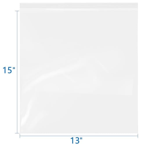 iMailer - 6 Mil Heavy Duty Zip Bags with Resealable Zip Top Lock - 13" x 15" 50 Pack - Reusable Plastic Bags for Food, Crafts, and Hardware Storage - Multipurpose and Durable - size: 13" x 15" 50 PACK
