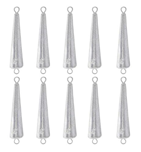 10PCS Fishing Weights Torpedo Sinkers Inline Trolling Sinkers Weights Kit Fishing Sinkers Catfishing Sinkers Saltwater Fishing Torpedo Weights Double Ring Sinkers-1oz(30g) - size: 1oz(30g)-10Pcs