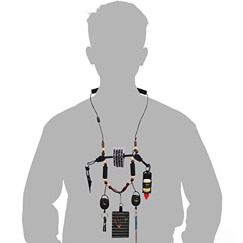 SF Fly Fishing Lanyard Neck unload/Loaded Necklace Adjustable Tool Holder with Foam Neck Strapfor Include Tippet, Plier, Zinger Retractor, Nippers, Hook Sharpener, Fly Patch, Floatant Bottle Holder