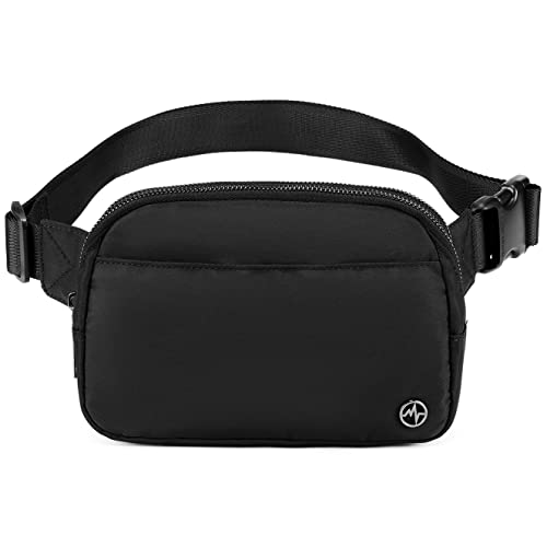 Pander Everywhere Belt Bag for Women, 5 Zipper Pockets Nylon Crossbody Fanny Pack Purse (Black) - color: Black Polyester