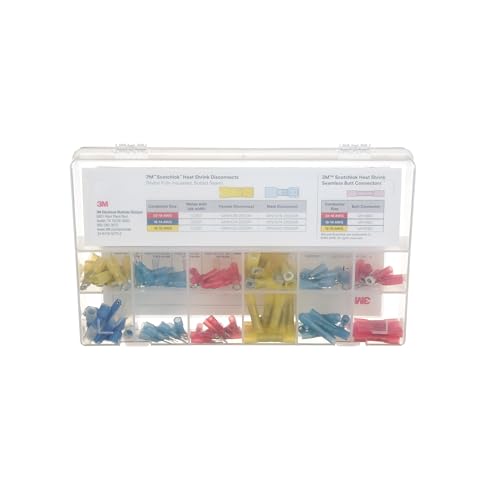 3M Heat Shrink Terminal Kit, SHSTK-1, selection of 12 terminals, refillable kit is compact, portable and durable, 1 Kit of 120 pieces - style: Heat shrink terminal kit
