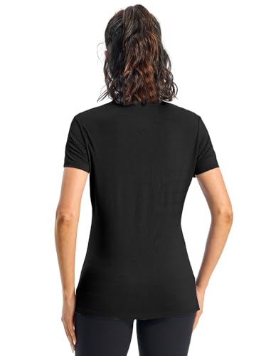 Rdruko Women's Hiking Shirts Short Sleeve UPF 50+ Sun Protection Lightweight Dry Fit Outdoor Travel Fishing Shirts - color: Black, size: Large