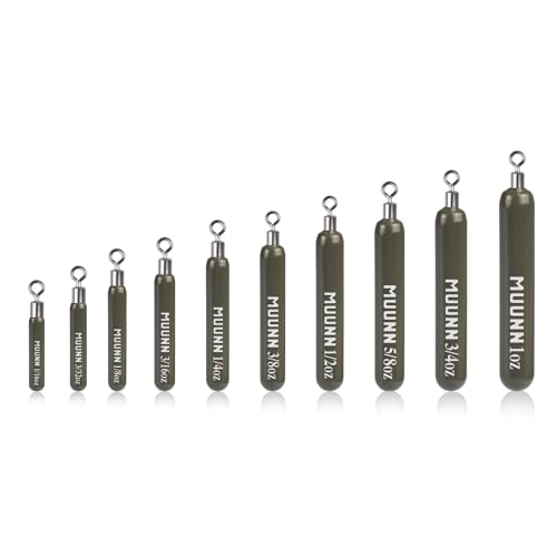 10 Pack Tungsten Skinny Drop Shot Weights, Pencil Sinkers with Round Eye for Free Rig & Finesse Bass Fishing, Drop Shot Rig Weights - color: Green Pumpkin, size: 1oz - 2 Pack