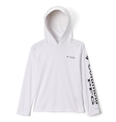 Columbia boys Pfg Terminal Tackle Hoodie - color: White/Black Logo, size: XX-Small